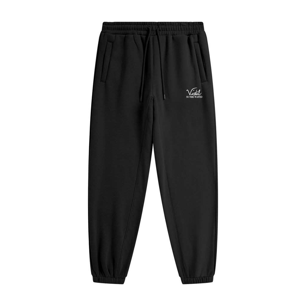 Vidal Unisex White Print Heavyweight Fleece Joggers