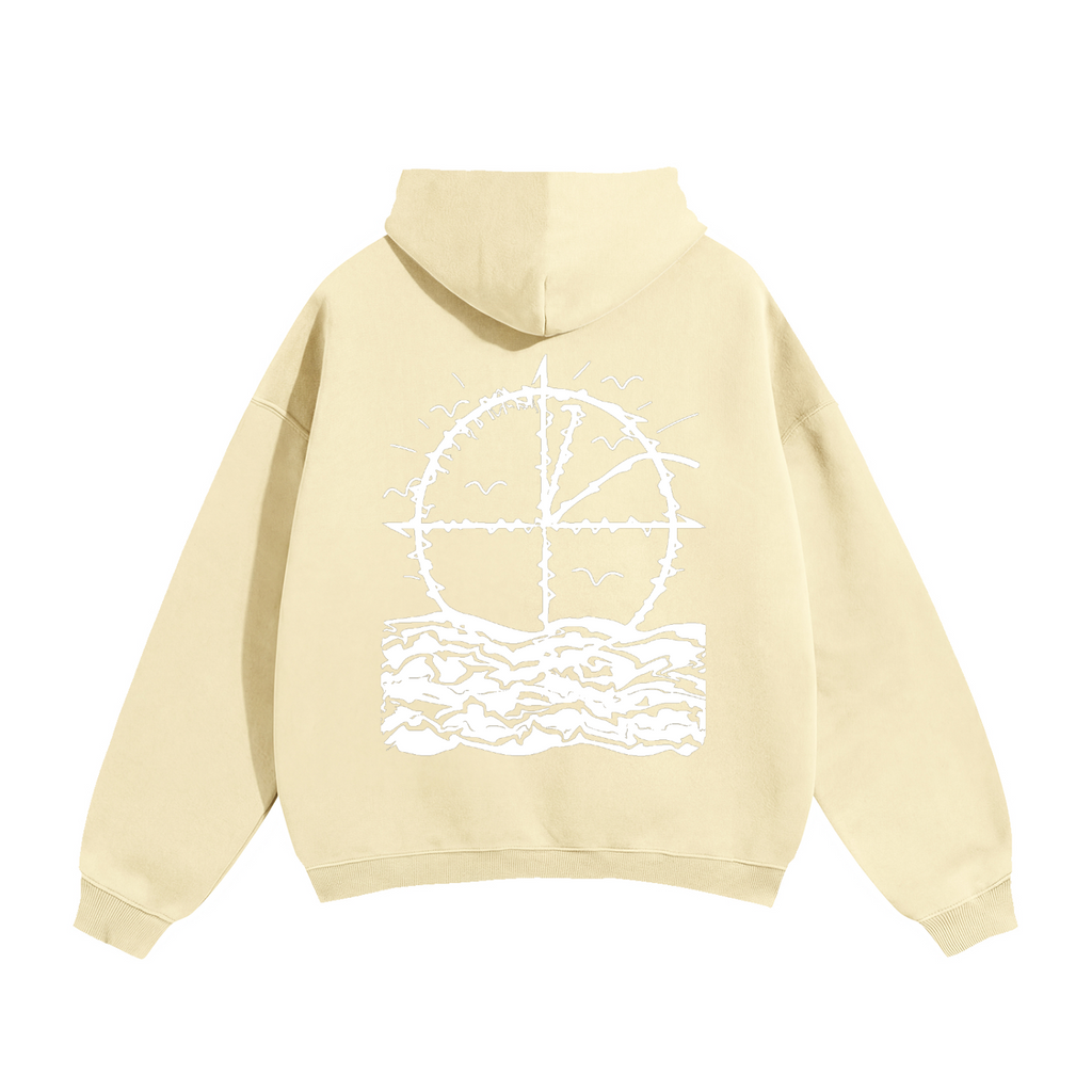 Vidal Oversize Fleeced Hoodie Front & Back White Print