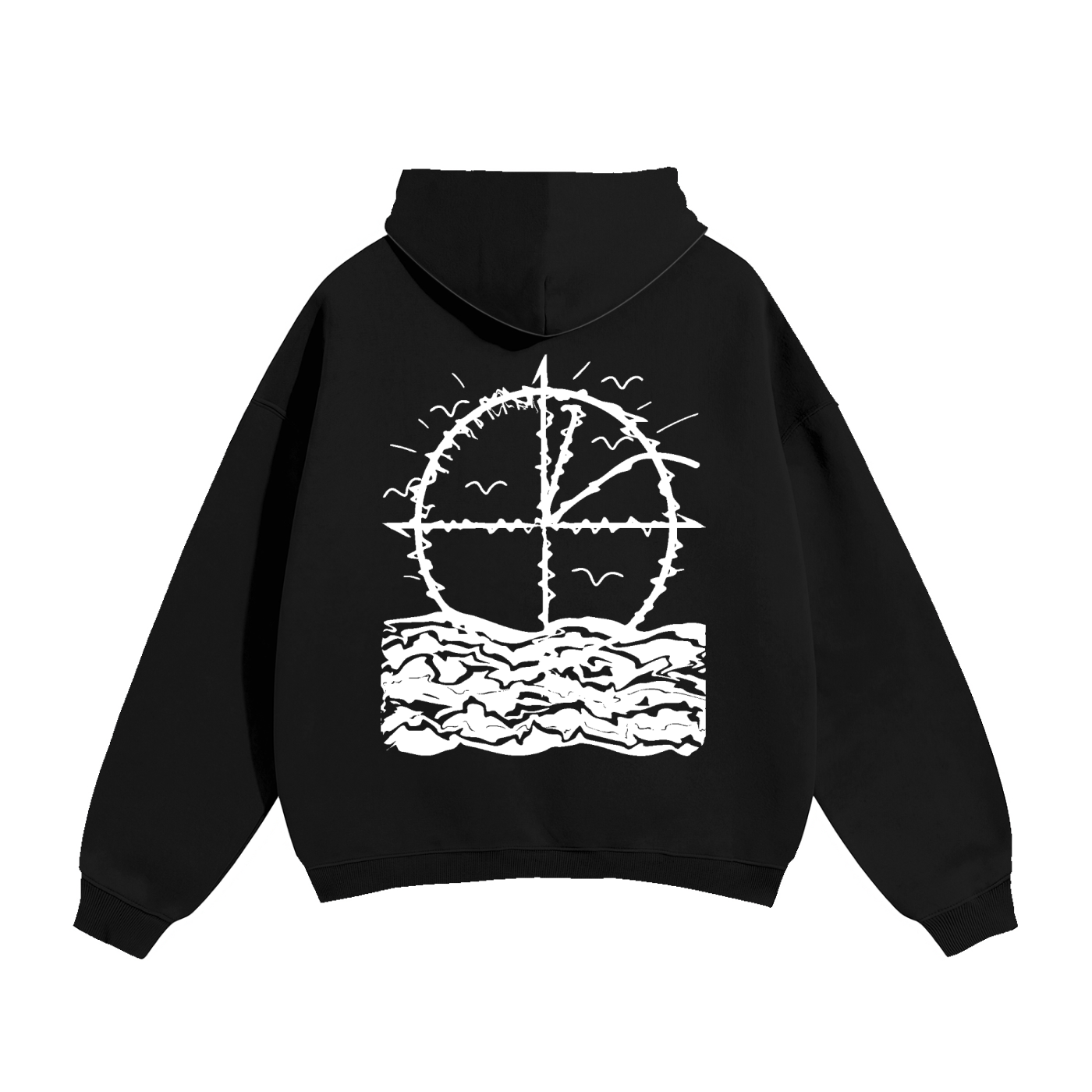 Vidal Oversize Fleeced Hoodie Front & Back White Print
