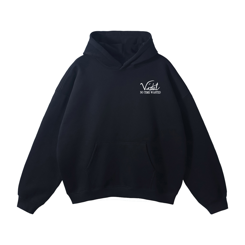 Vidal Oversize Fleeced Hoodie Front Only Print White