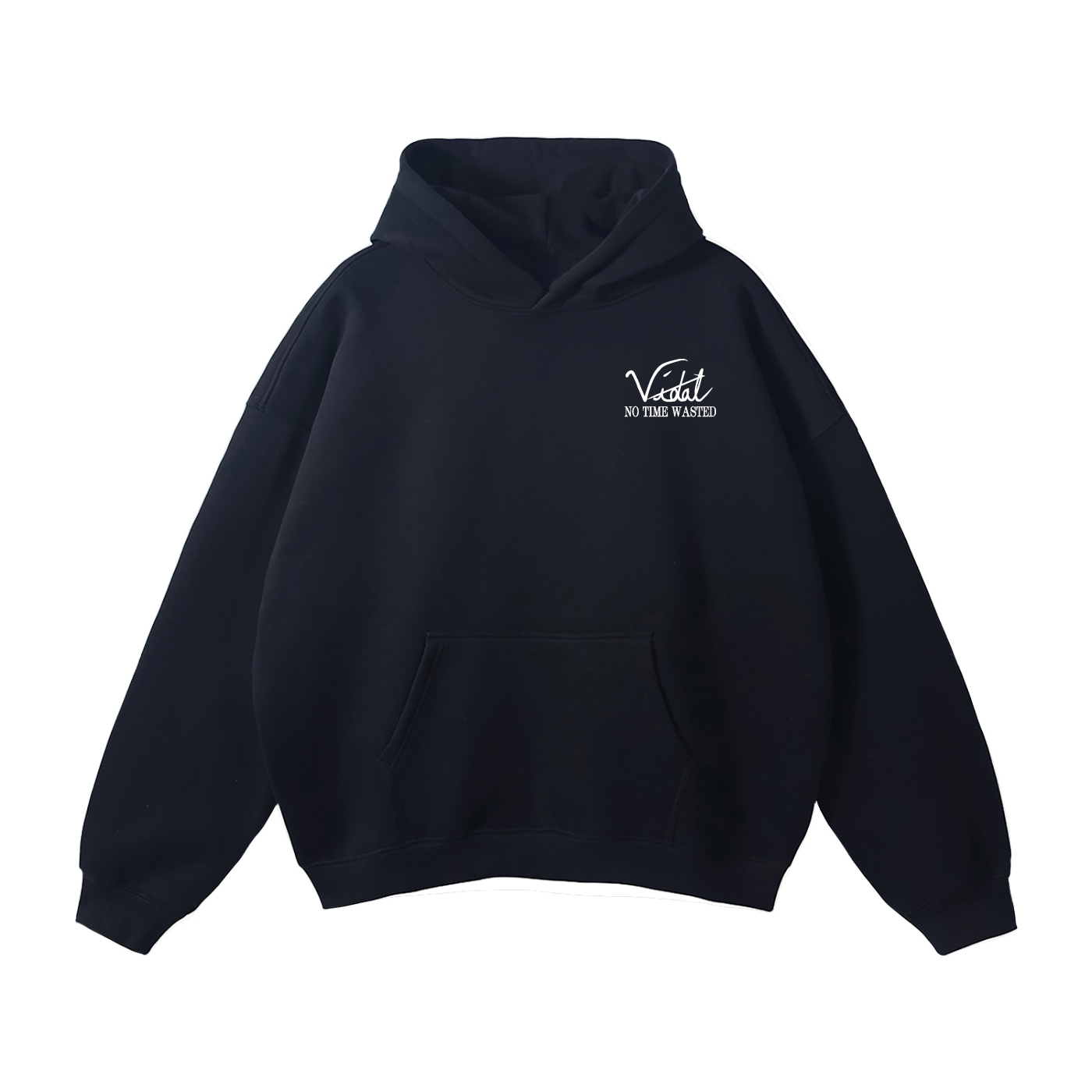 Vidal Oversize Fleeced Hoodie Front Only Print White