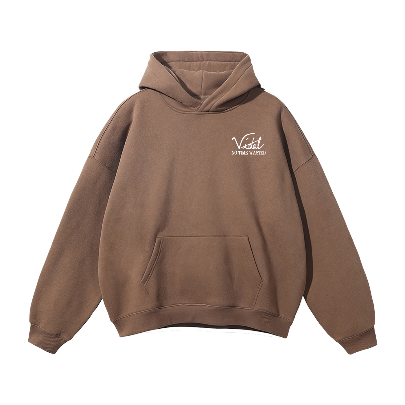 Vidal Oversize Fleeced Hoodie Front Only Print White
