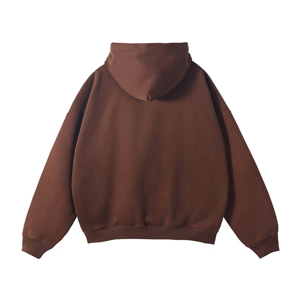 Vidal Oversize Fleeced Hoodie Front Only Print White