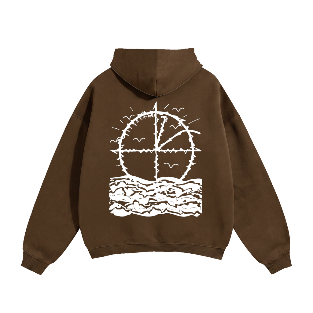 Vidal Oversize Fleeced Hoodie Front & Back White Print