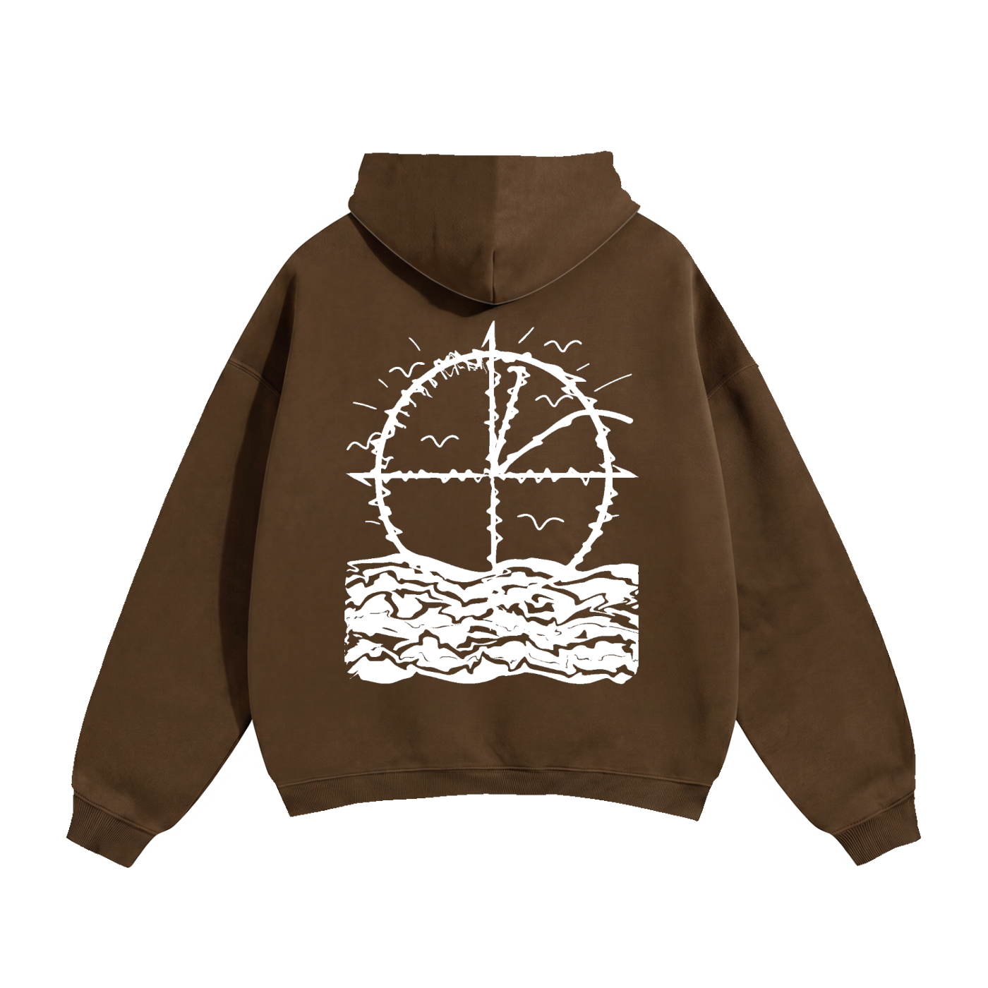 Vidal Oversize Fleeced Hoodie Front & Back White Print