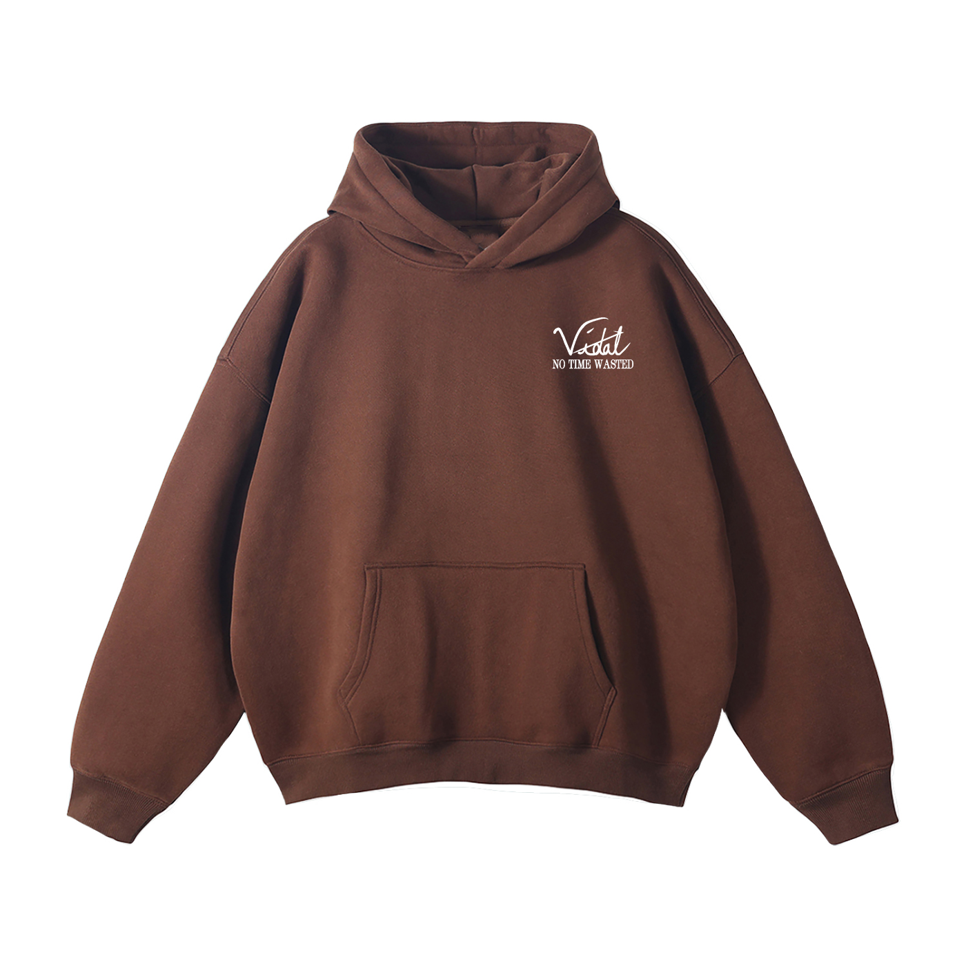 Vidal Oversize Fleeced Hoodie Front Only Print White