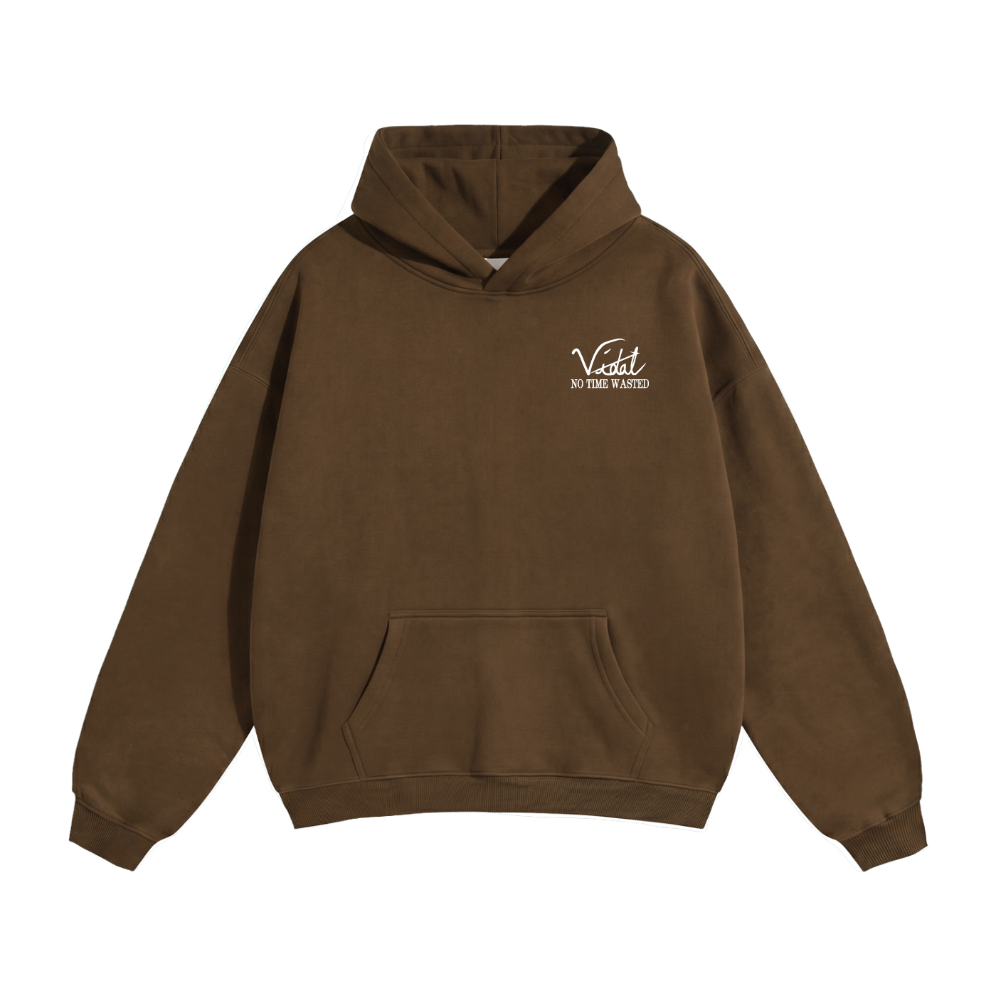 Vidal Oversize Fleeced Hoodie Front & Back White Print