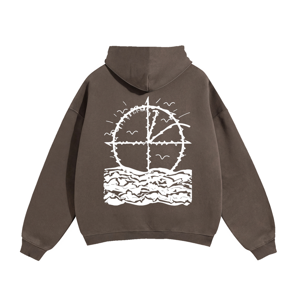 Vidal Oversize Fleeced Hoodie Front & Back White Print