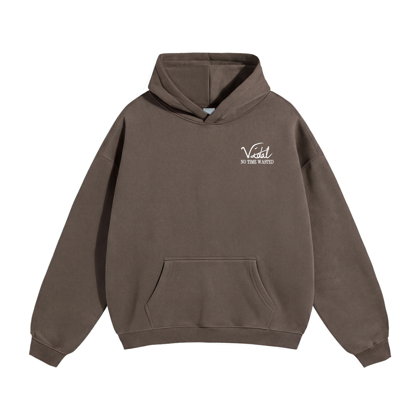 Vidal Oversize Fleeced Hoodie Front & Back White Print