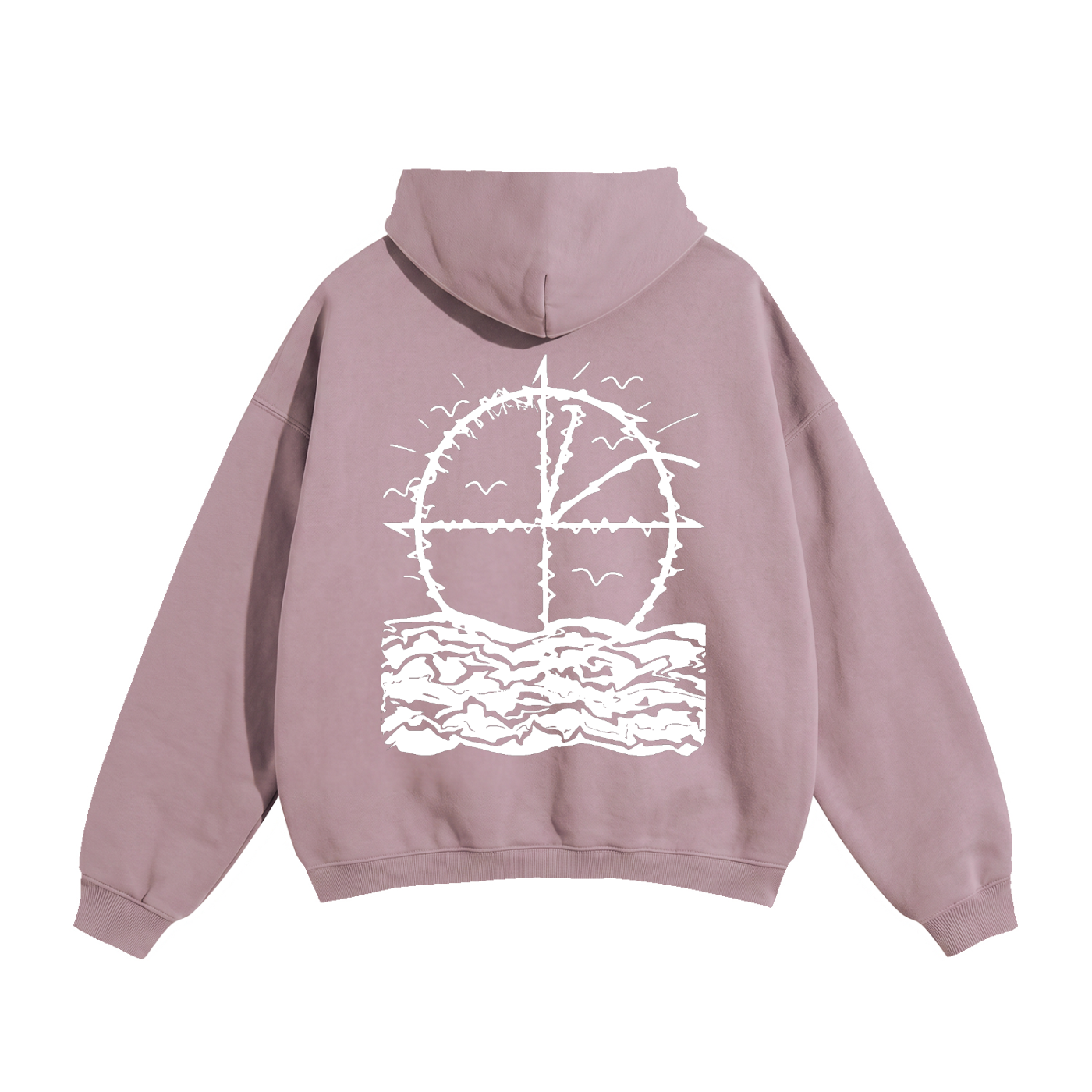 Vidal Oversize Fleeced Hoodie Front & Back White Print