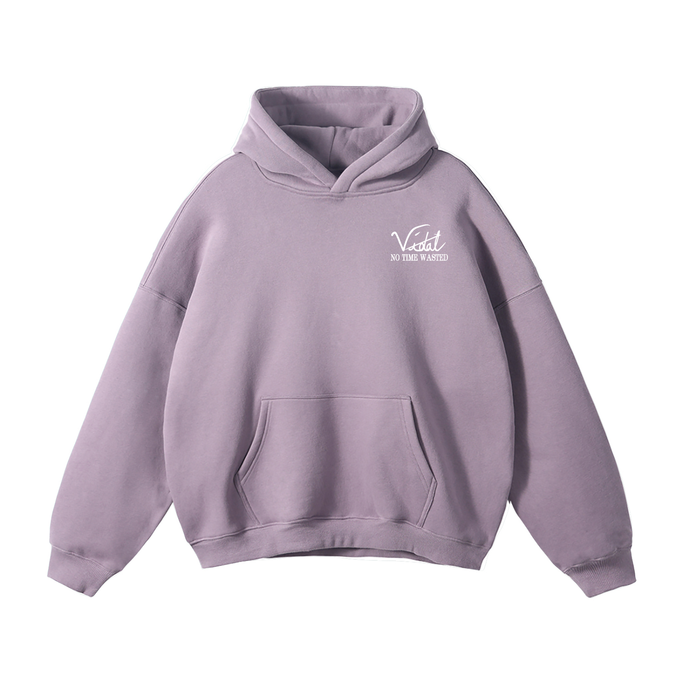 Vidal Oversize Fleeced Hoodie Front Only Print White