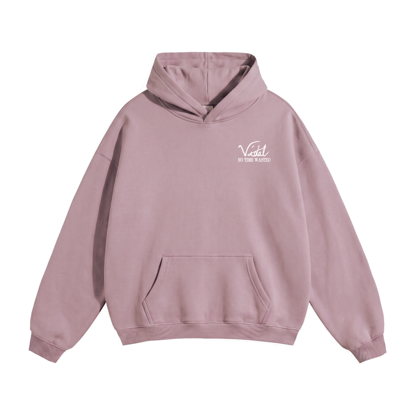 Vidal Oversize Fleeced Hoodie Front & Back White Print