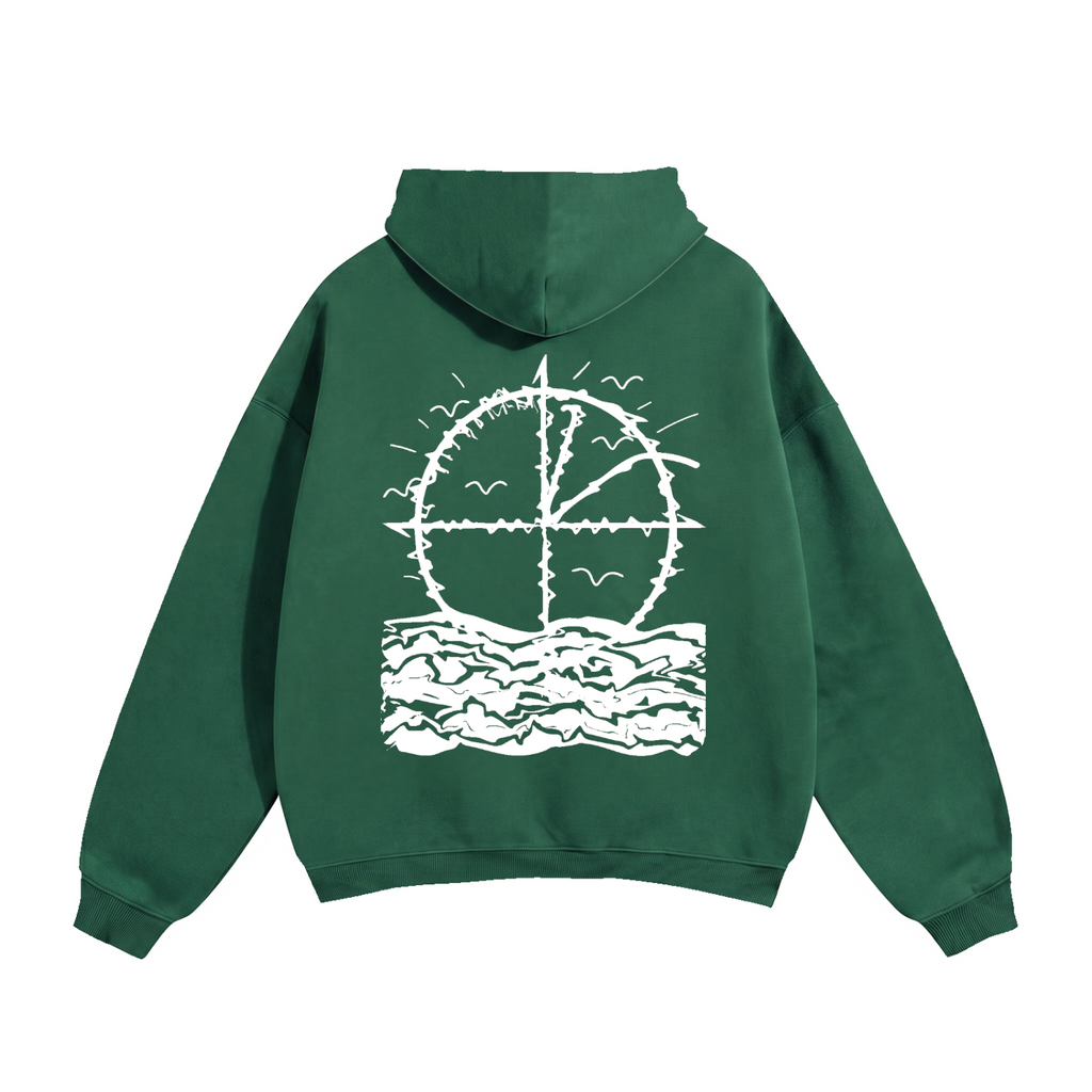 Vidal Oversize Fleeced Hoodie Front & Back White Print