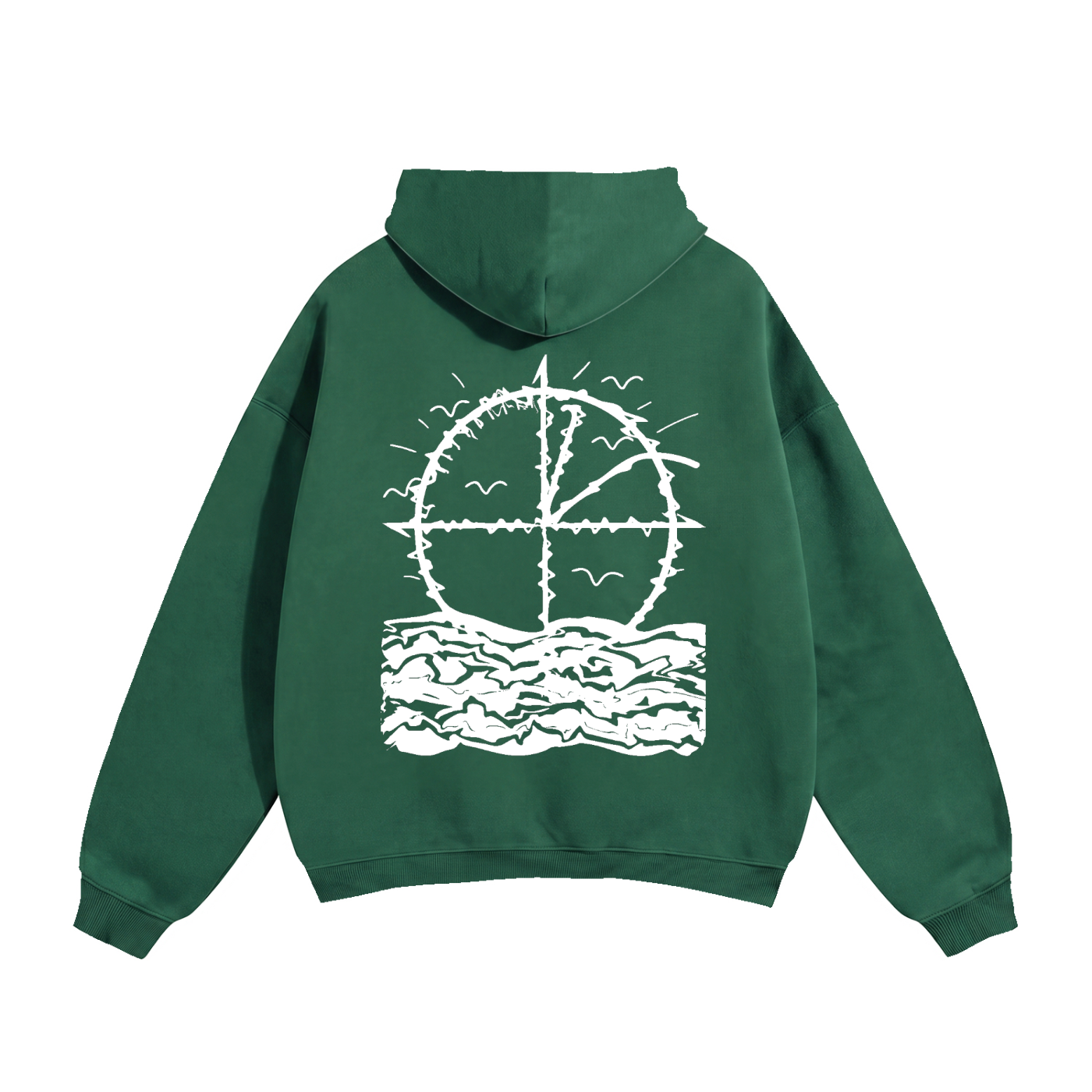 Vidal Oversize Fleeced Hoodie Front & Back White Print