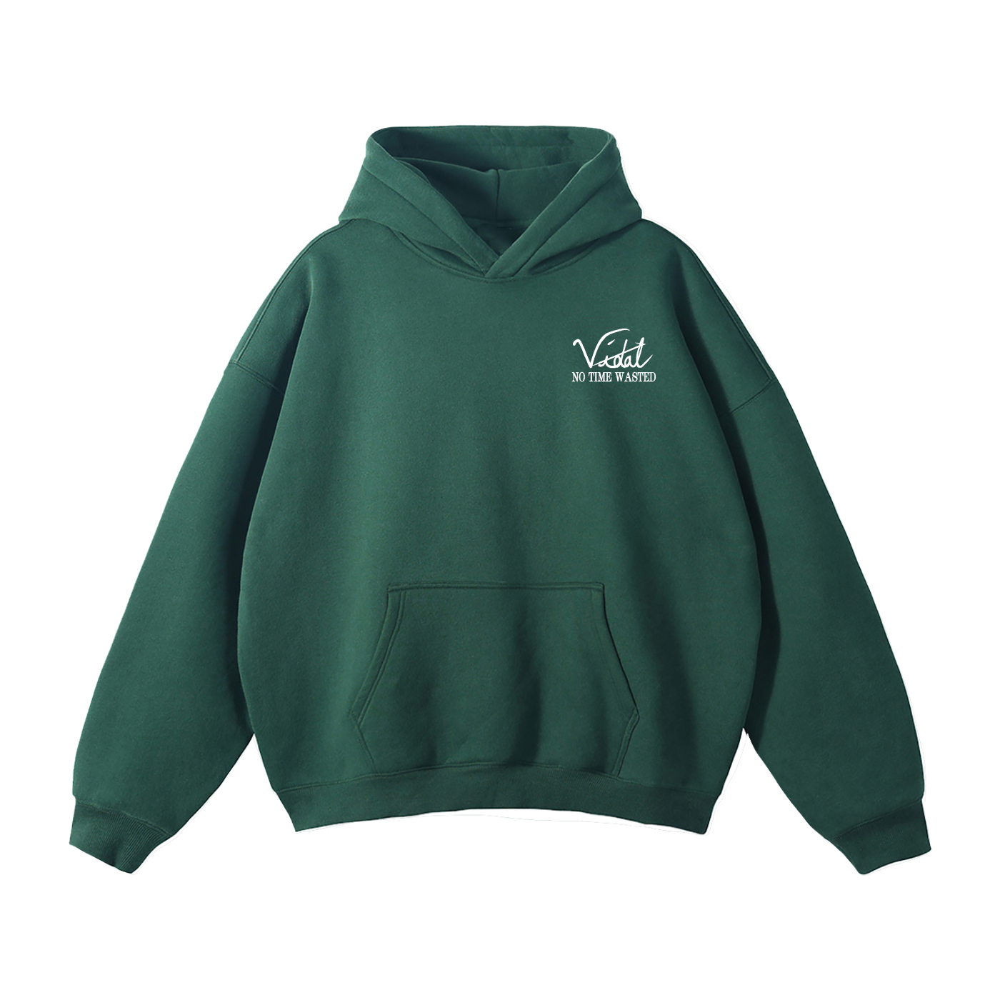 Vidal Oversize Fleeced Hoodie Front Only Print White