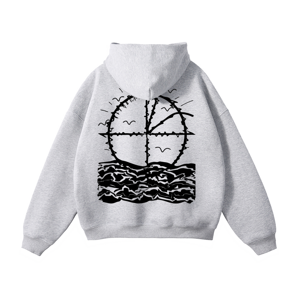 Vidal Oversize Fleeced Hoodie Front & Back Black Print