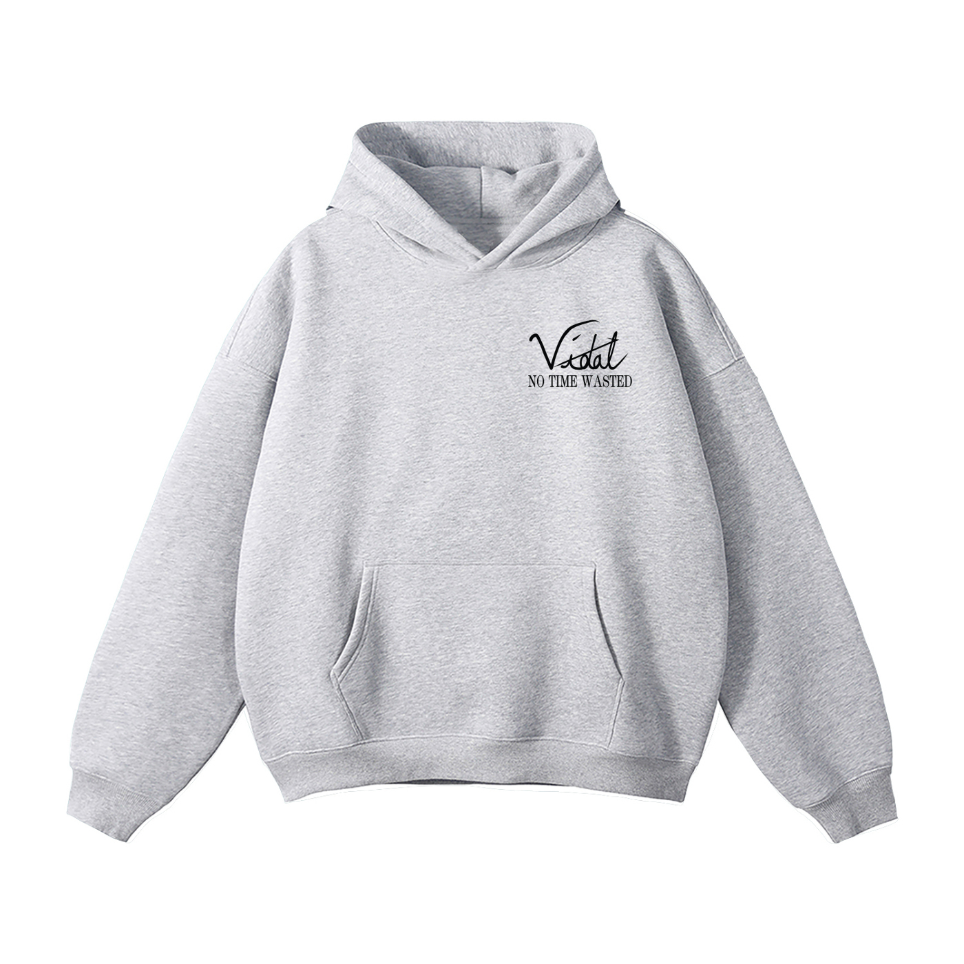 Vidal Oversize Fleeced Hoodie Front & Back Black Print