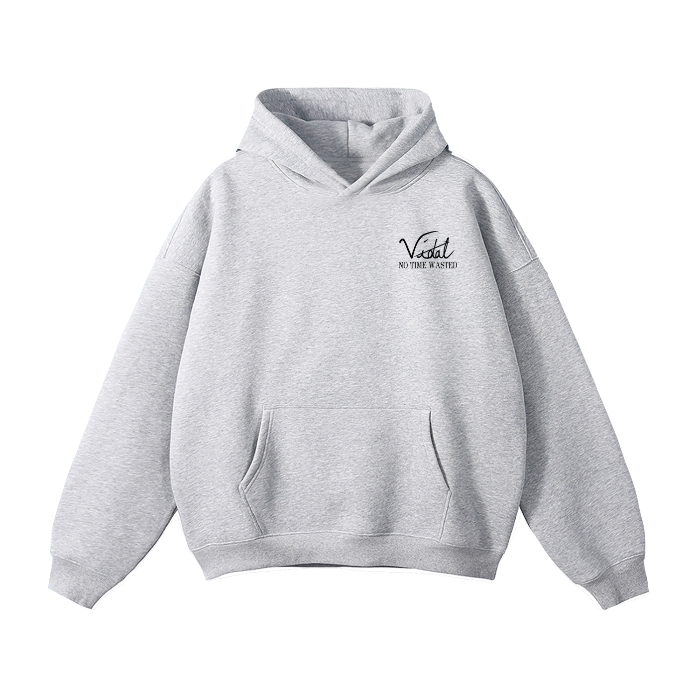 Vidal Oversize Fleeced Hoodie Front Only Print Black