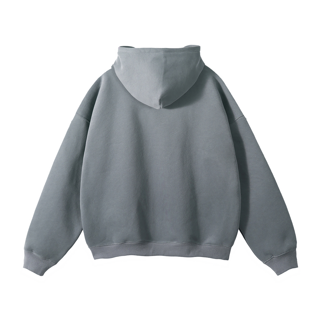 Vidal Oversize Fleeced Hoodie Front Only Print White