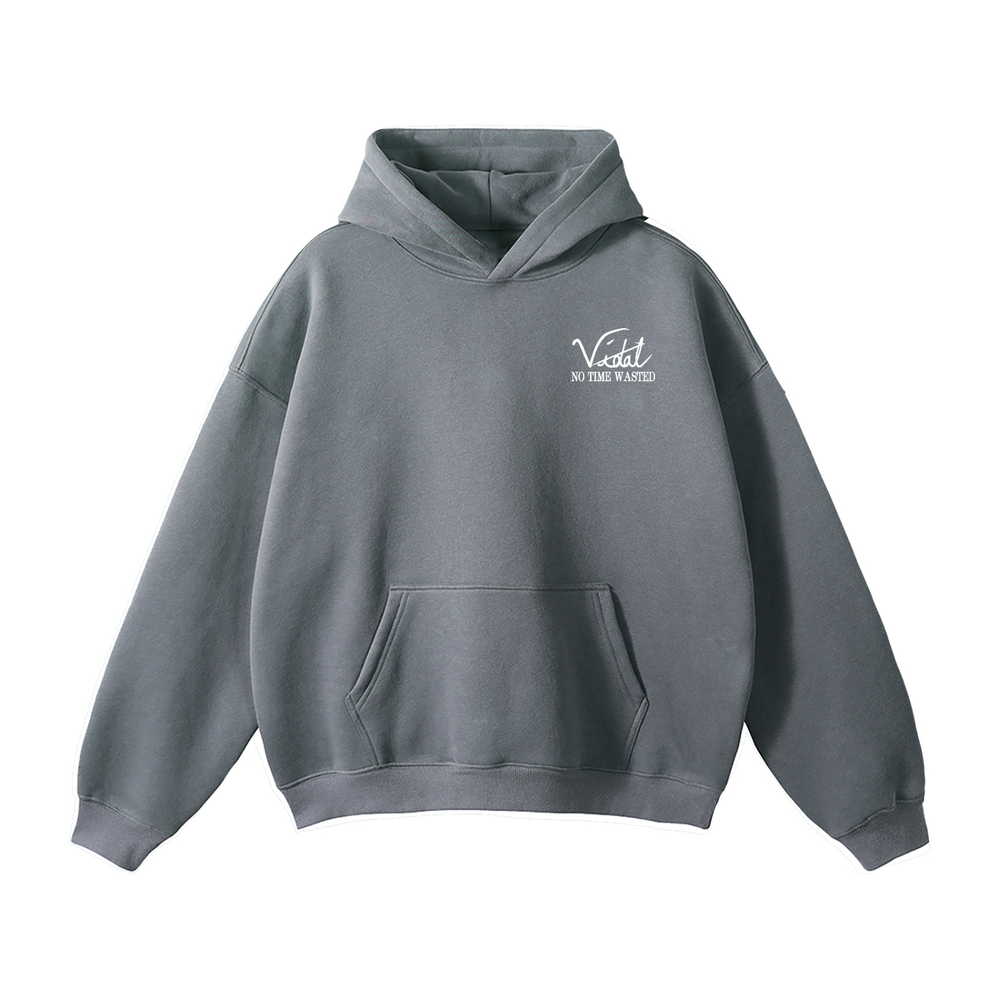 Vidal Oversize Fleeced Hoodie Front Only Print White