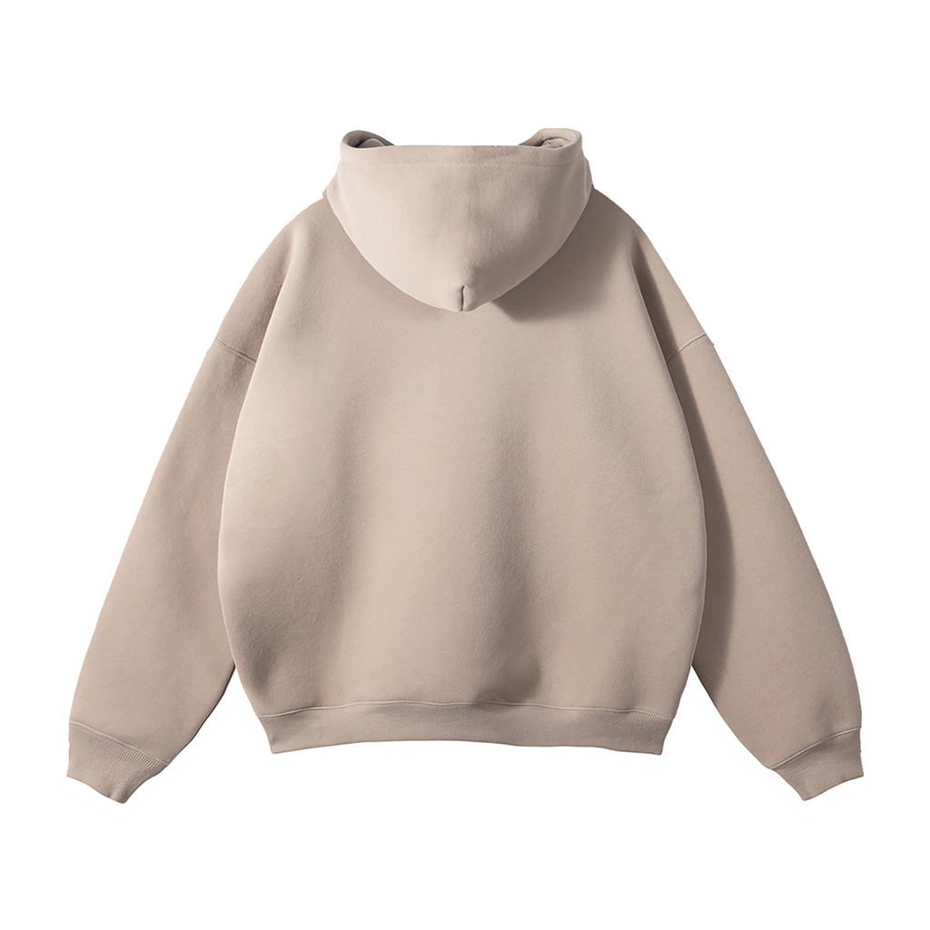 Vidal Oversize Fleeced Hoodie Front Only Print White