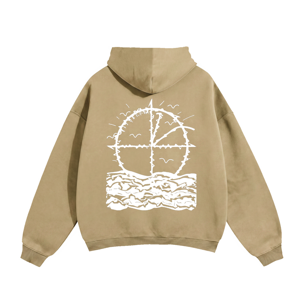 Vidal Oversize Fleeced Hoodie Front & Back White Print