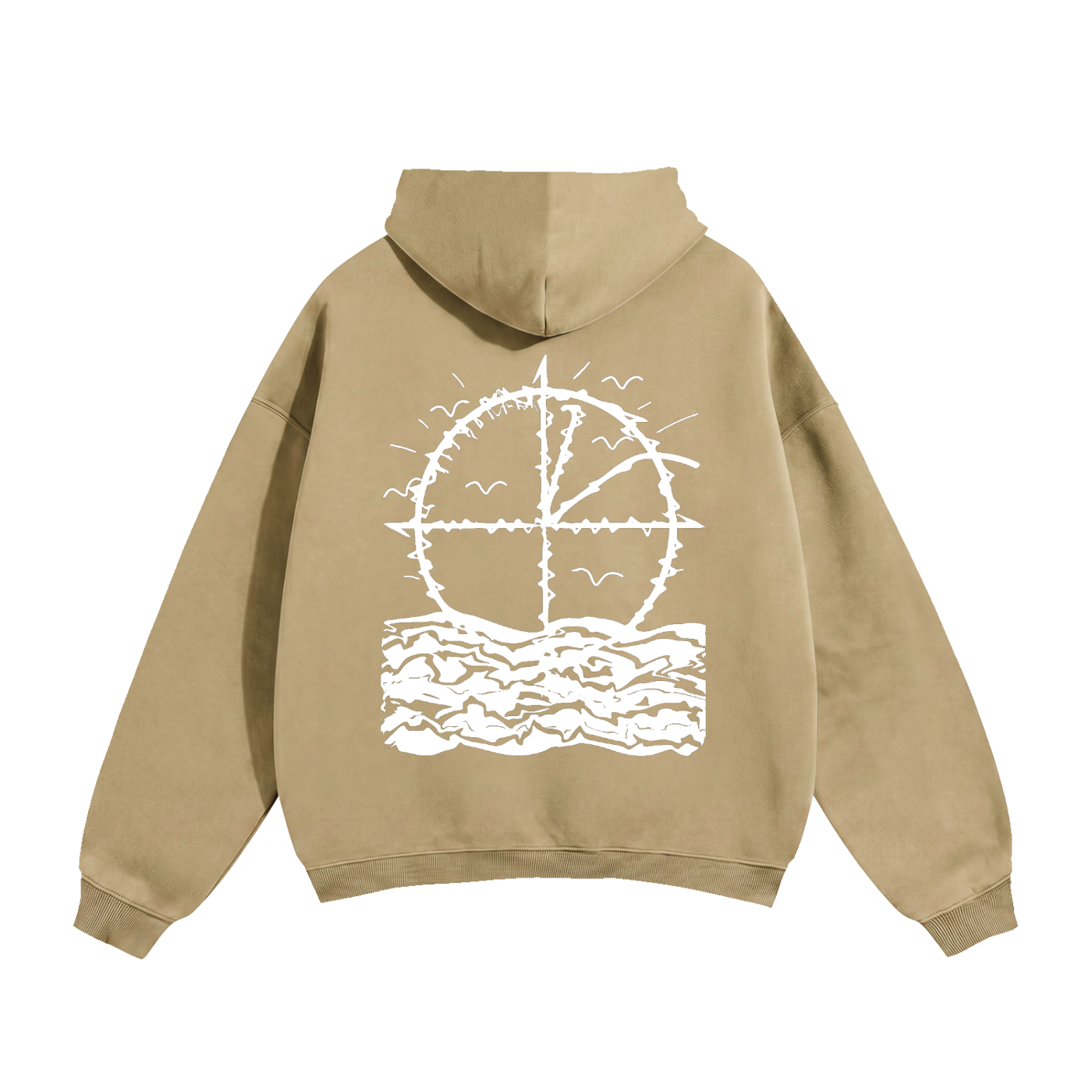 Vidal Oversize Fleeced Hoodie Front & Back White Print