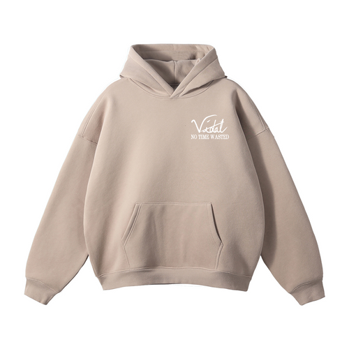 Vidal Oversize Fleeced Hoodie Front & Back White Print