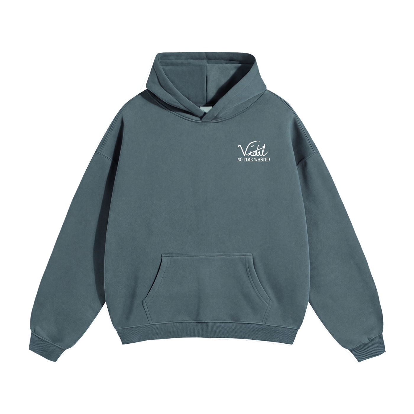 Vidal Oversize Fleeced Hoodie Front & Back White Print