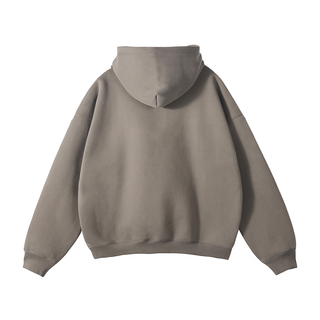 Vidal Oversize Fleeced Hoodie Front Only Print White