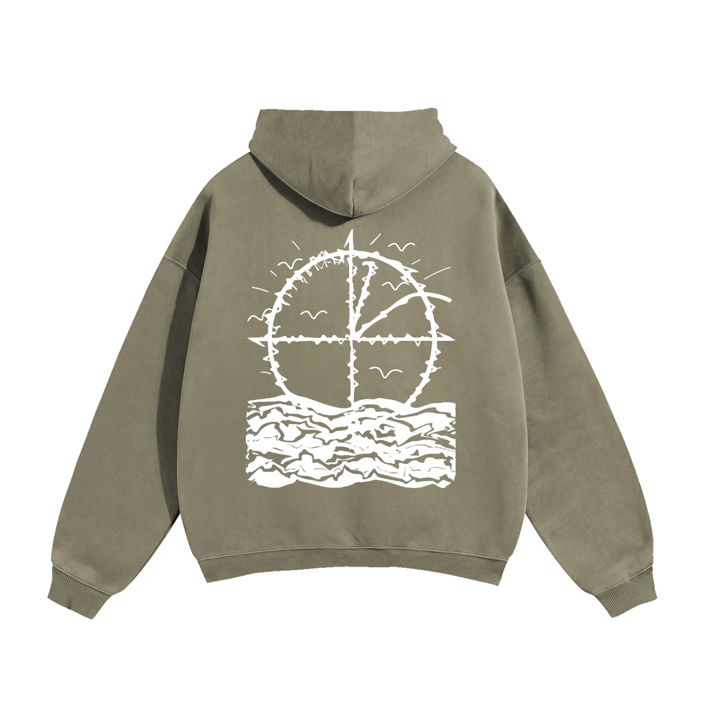Vidal Oversize Fleeced Hoodie Front & Back White Print