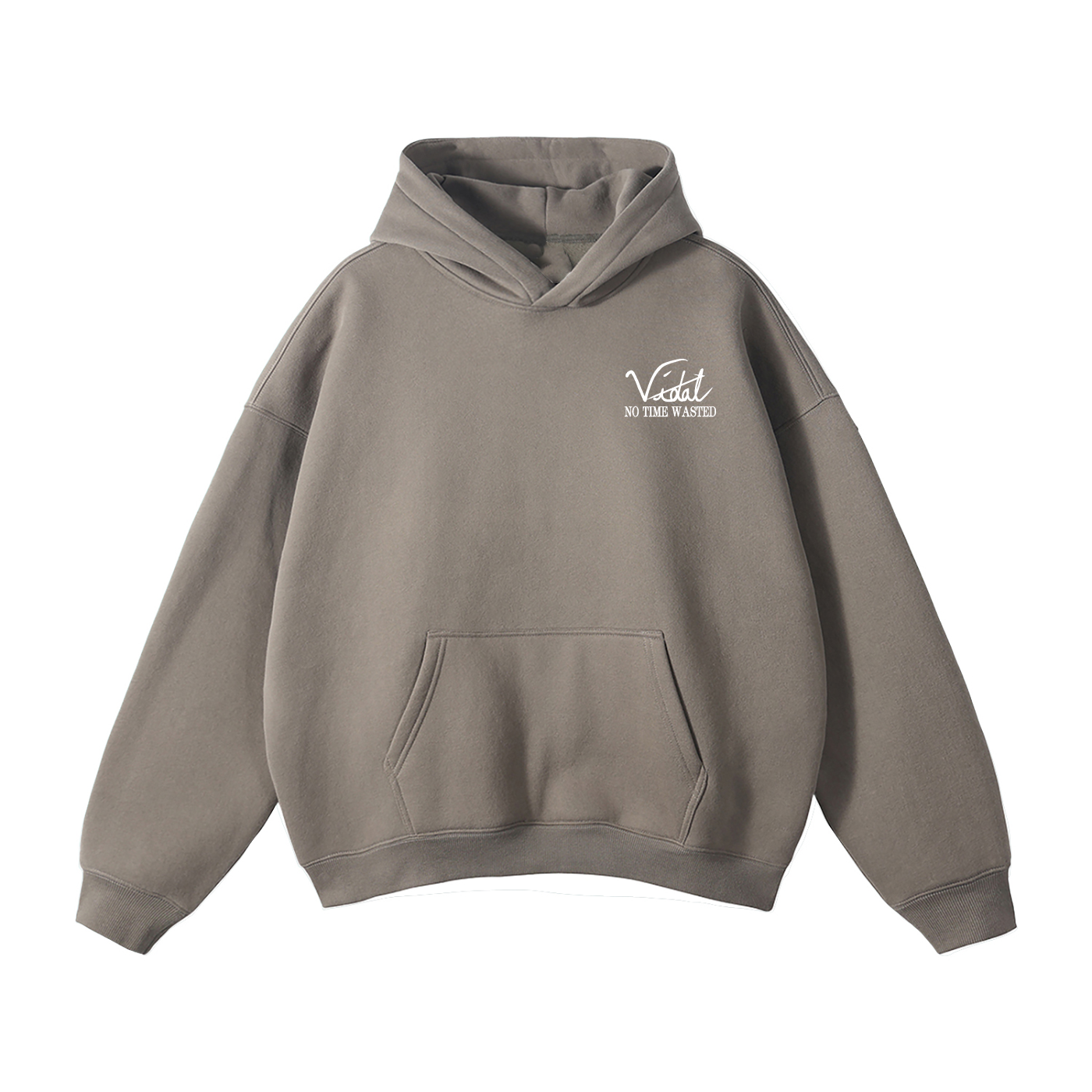 Vidal Oversize Fleeced Hoodie Front Only Print White
