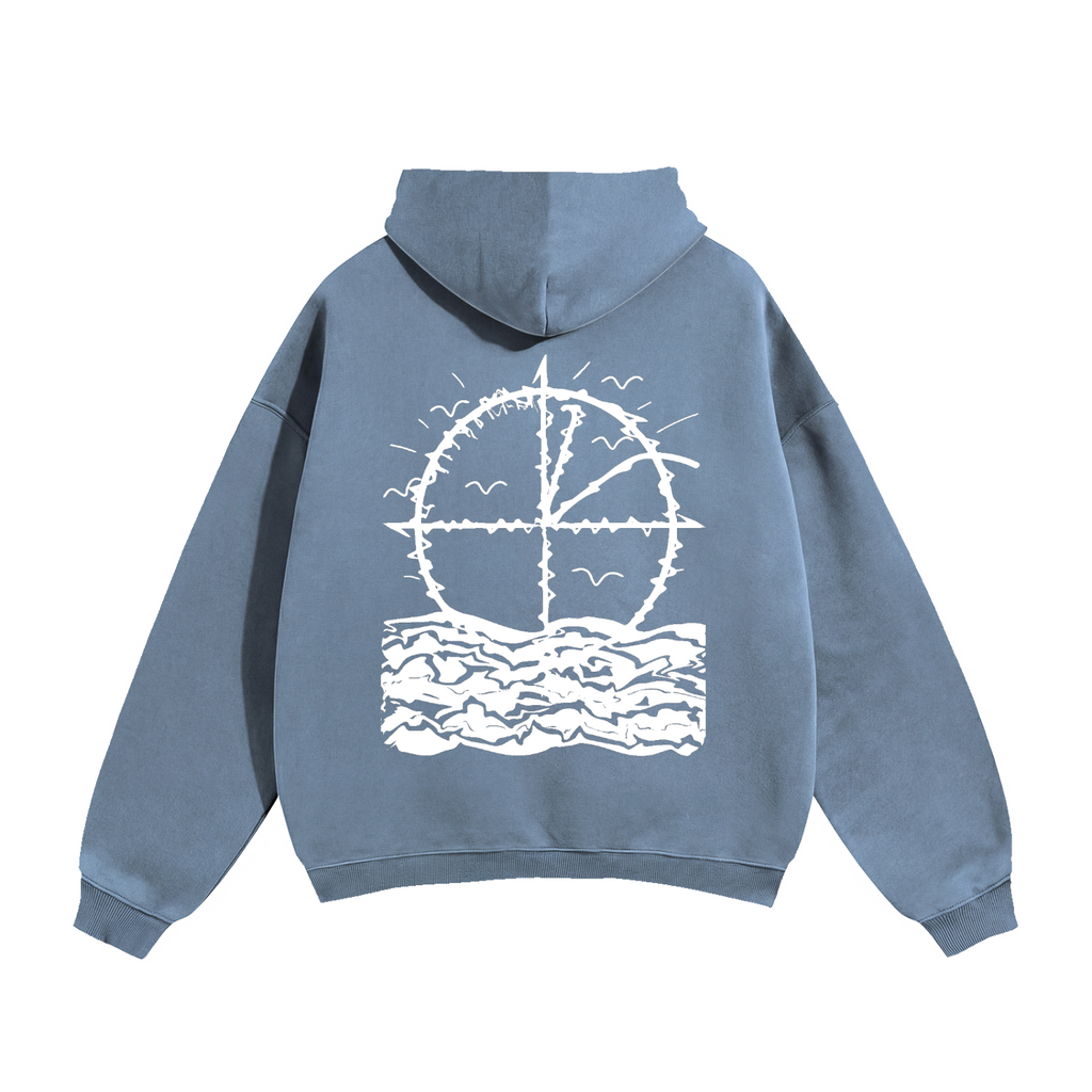 Vidal Oversize Fleeced Hoodie Front & Back White Print