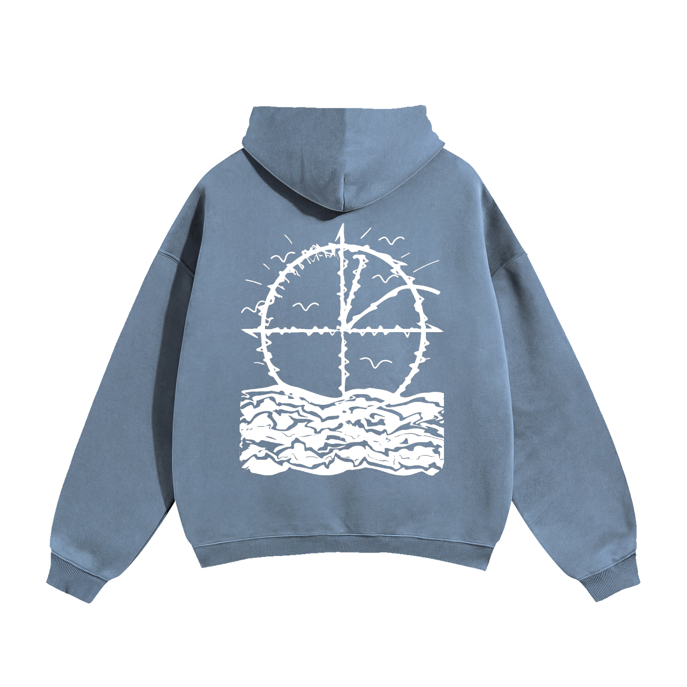 Vidal Oversize Fleeced Hoodie Front & Back White Print