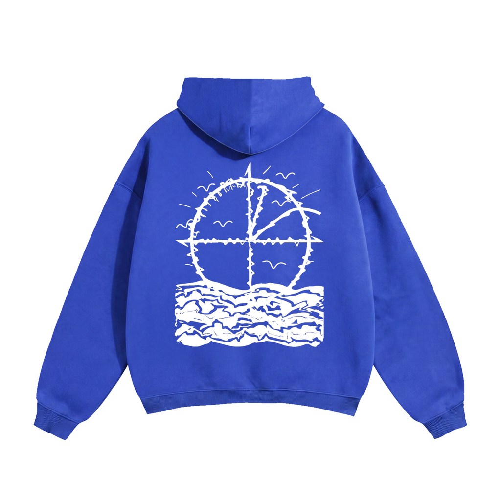 Vidal Oversize Fleeced Hoodie Front & Back White Print