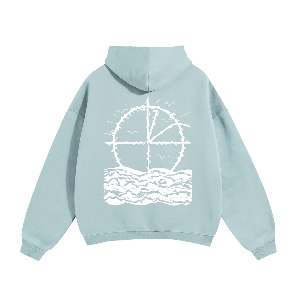 Vidal Oversize Fleeced Hoodie Front & Back White Print