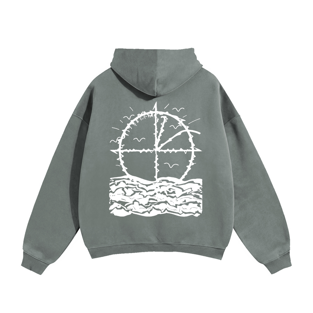 Vidal Oversize Fleeced Hoodie Front & Back White Print