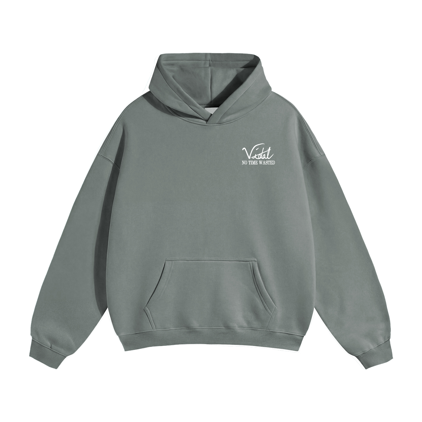 Vidal Oversize Fleeced Hoodie Front & Back White Print