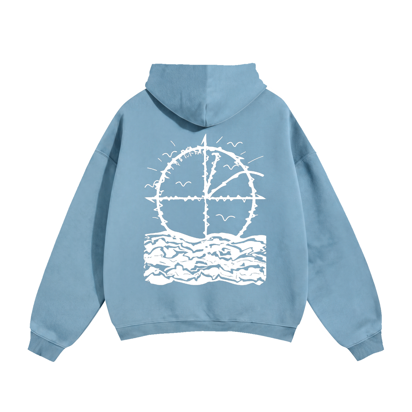 Vidal Oversize Fleeced Hoodie Front & Back White Print