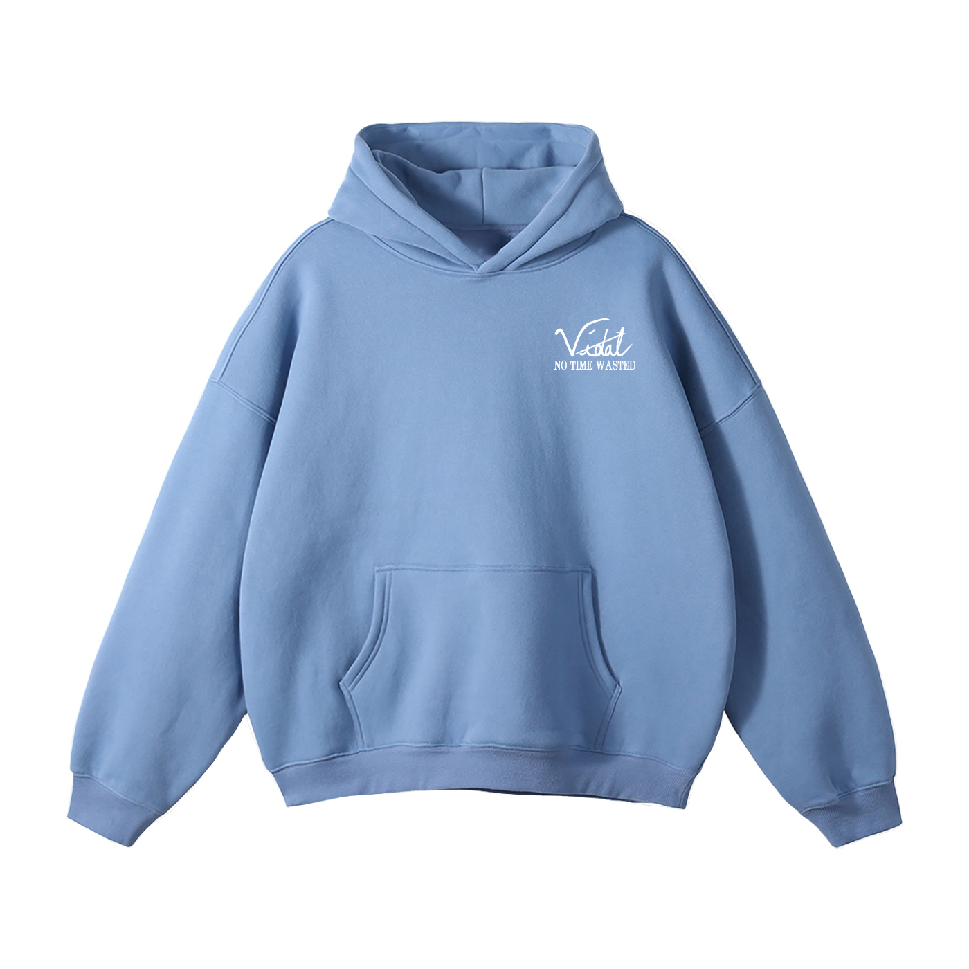 Vidal Oversize Fleeced Hoodie Front Only Print White