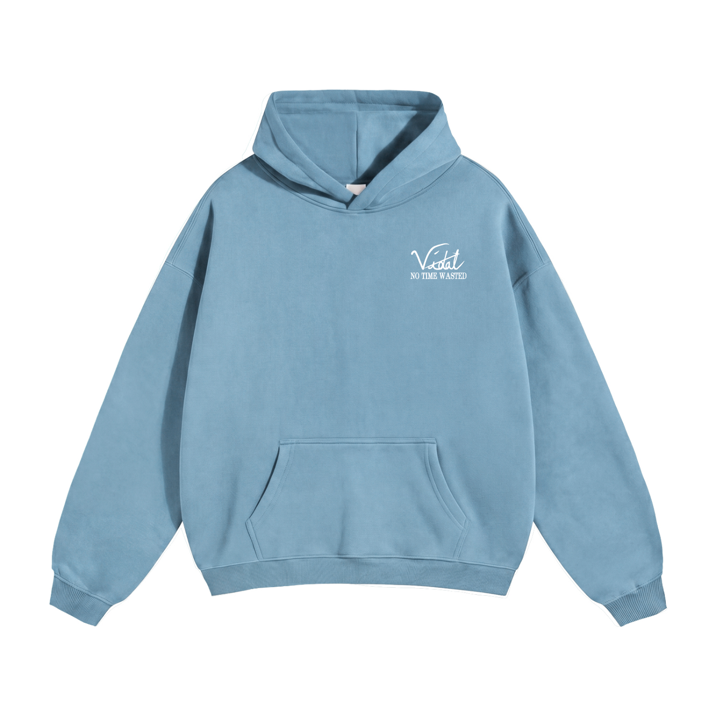 Vidal Oversize Fleeced Hoodie Front & Back White Print
