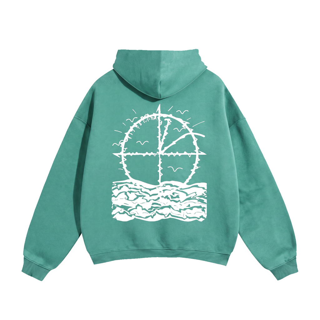 Vidal Oversize Fleeced Hoodie Front & Back White Print