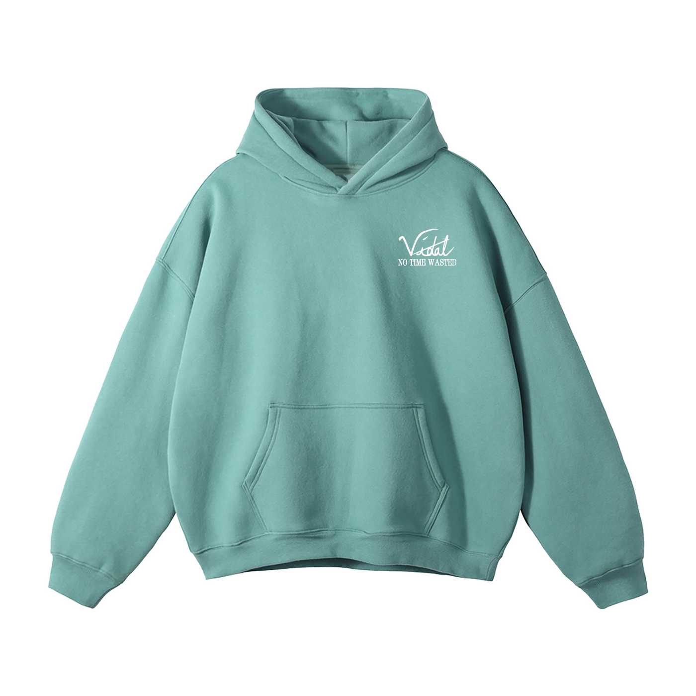 Vidal Oversize Fleeced Hoodie Front Only Print White