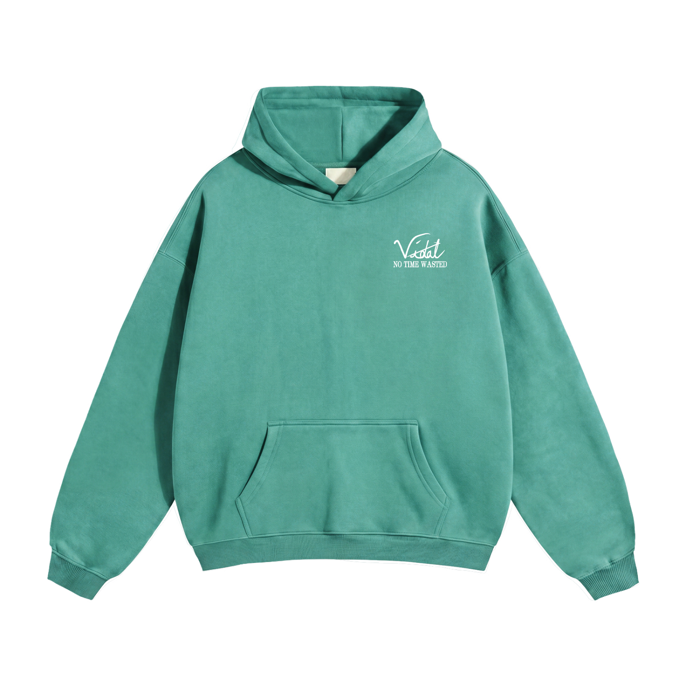 Vidal Oversize Fleeced Hoodie Front & Back White Print