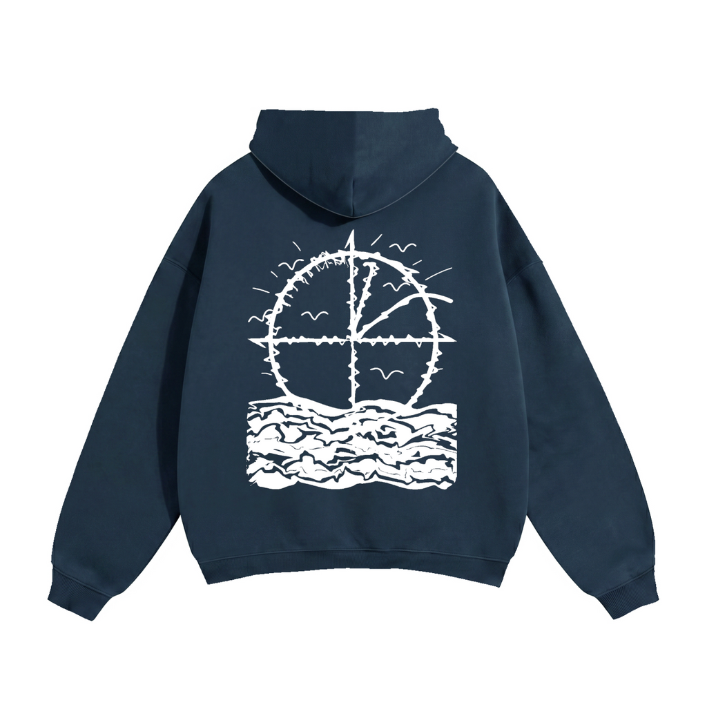 Vidal Oversize Fleeced Hoodie Front & Back White Print