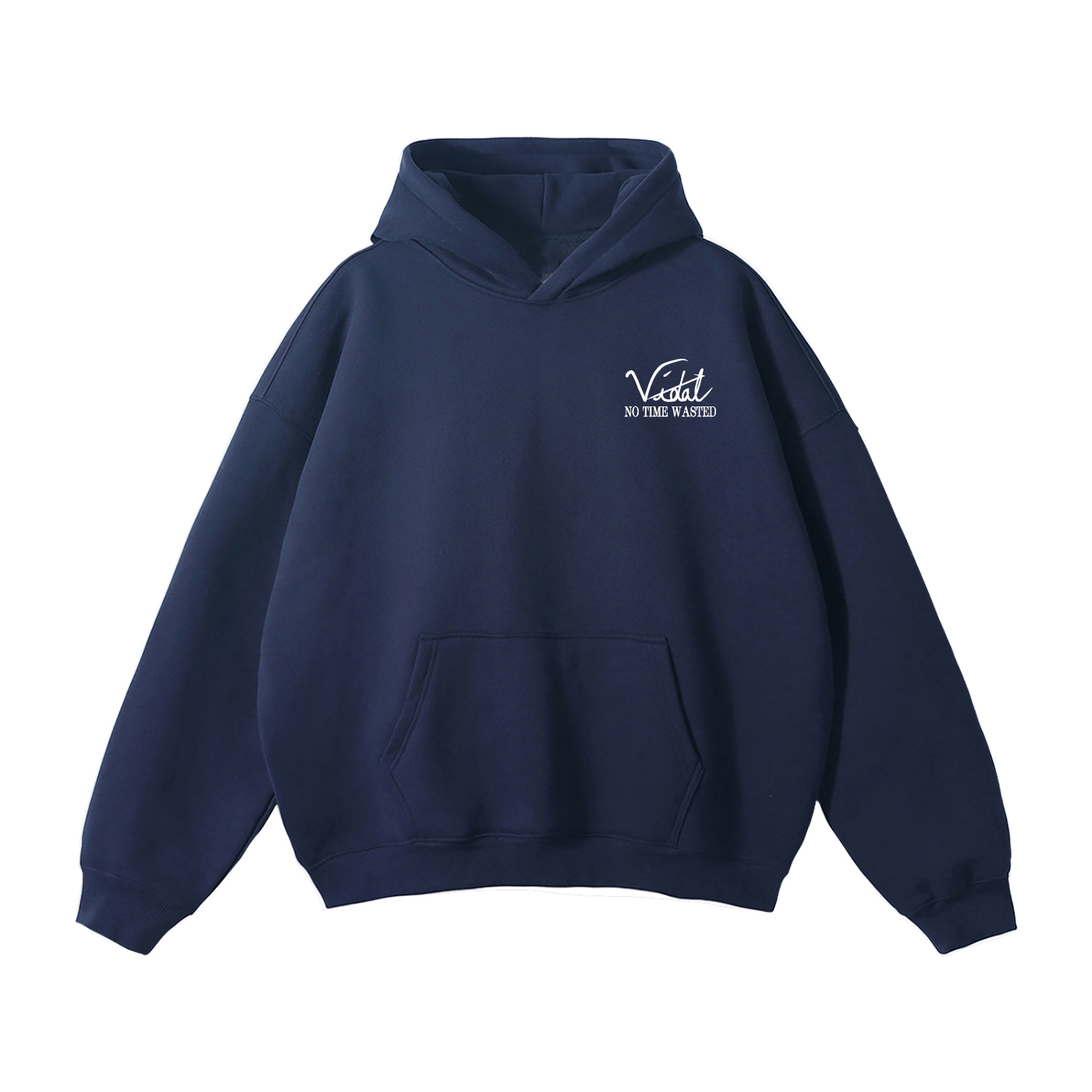 Vidal Oversize Fleeced Hoodie Front Only Print White