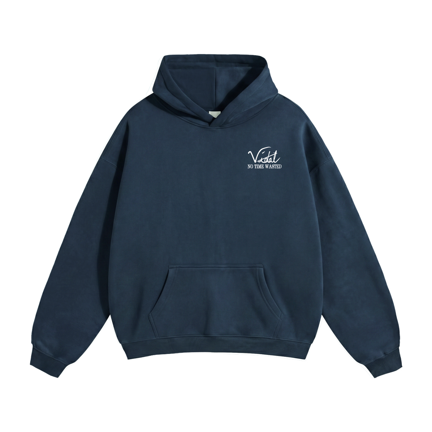 Vidal Oversize Fleeced Hoodie Front & Back White Print