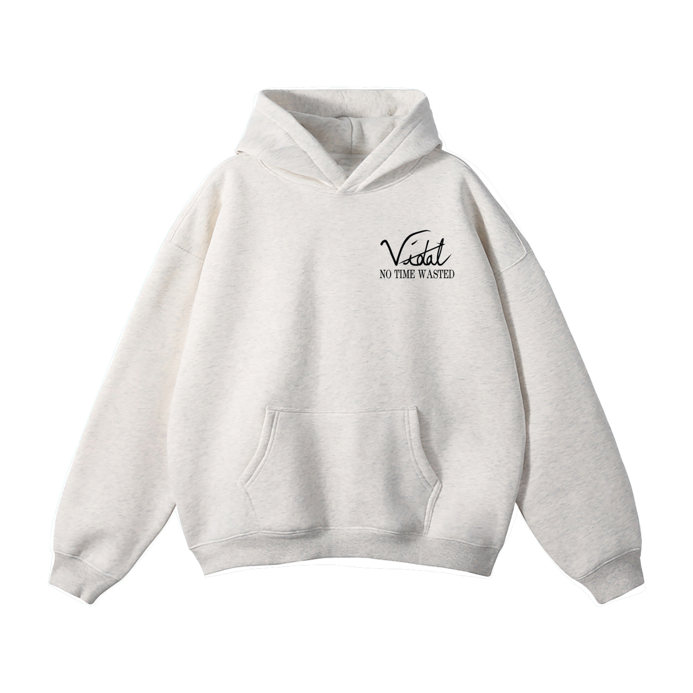 Vidal Oversize Fleeced Hoodie Front & Back Black Print