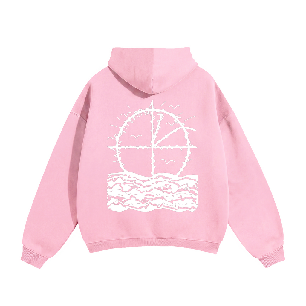 Vidal Oversize Fleeced Hoodie Front & Back White Print