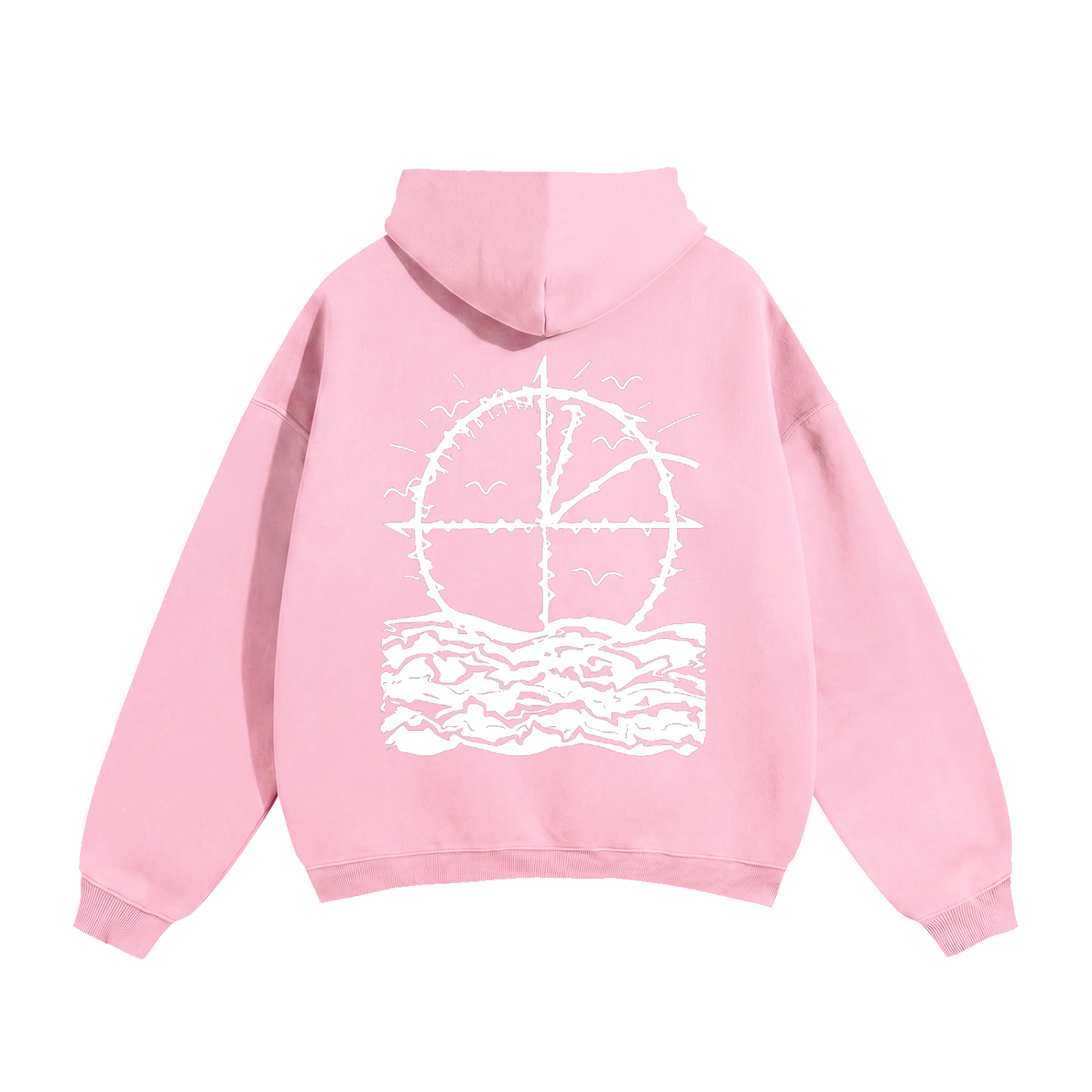 Vidal Oversize Fleeced Hoodie Front & Back White Print